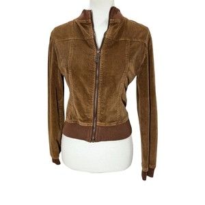 Original Star Jeans Corduroy Jacket Medium Women's Brown mock collar coat zip‎